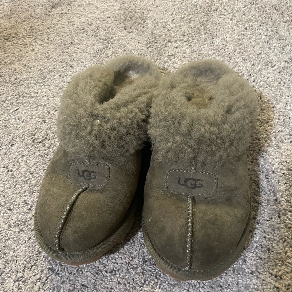 UGG Olive Green Shearling Slippers